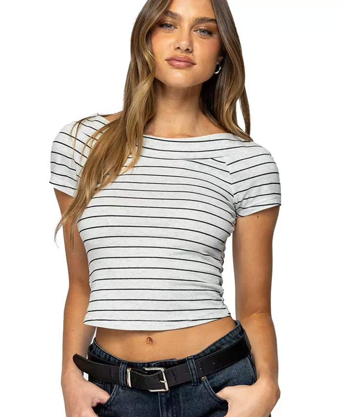 Женский полосатый топ Lihi с вырезом-лодочкой Edikted, серый
Женский полосатый топ Lihi с вырезом-лодочкой Edikted, серый