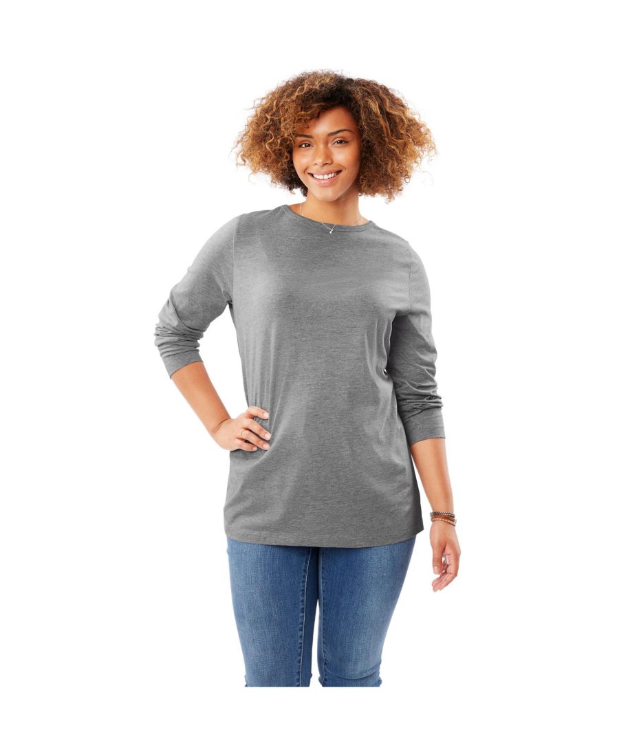 Футболка с длинными рукавами и круглым вырезом идеального размера для полных женщин Woman Within, Medium heather grey, Серый, Футболка с длинными рукавами и круглым вырезом идеального размера для полных женщин Woman Within, Medium heather grey
Футболка с длинными рукавами и круглым вырезом идеального размера для полных женщин Woman Within, Medium heather grey, Серый, Футболка с длинными рукавами и круглым вырезом идеального размера для полных женщин Woman Within, Medium heather grey