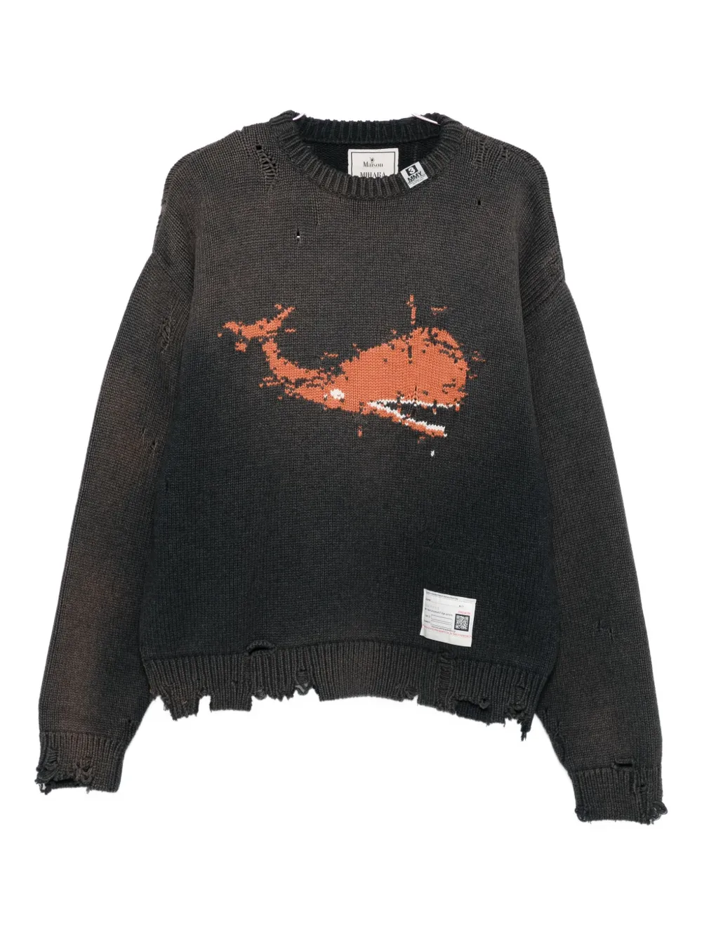 Свитер с китовой интарсией Maison Mihara Yasuhiro, черный
Свитер с китовой интарсией Maison Mihara Yasuhiro, черный