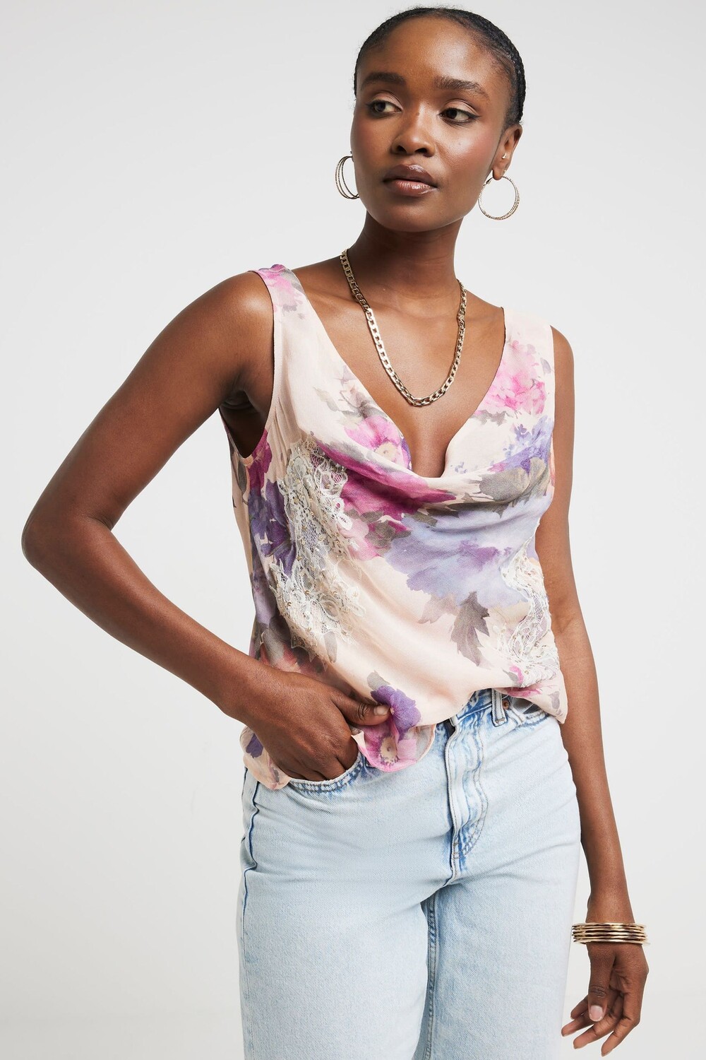 Кружевной топ с воротником-хомутом River Island, розовый
Кружевной топ с воротником-хомутом River Island, розовый