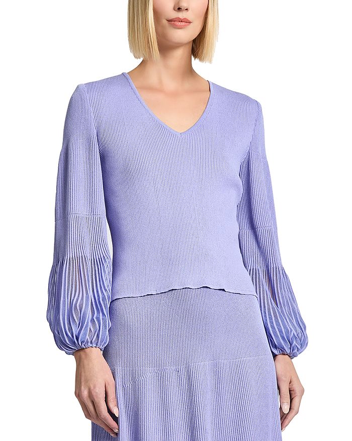 Топ с V-образным вырезом и длинными рукавами Misook, фиолетовый
Топ с V-образным вырезом и длинными рукавами Misook, фиолетовый