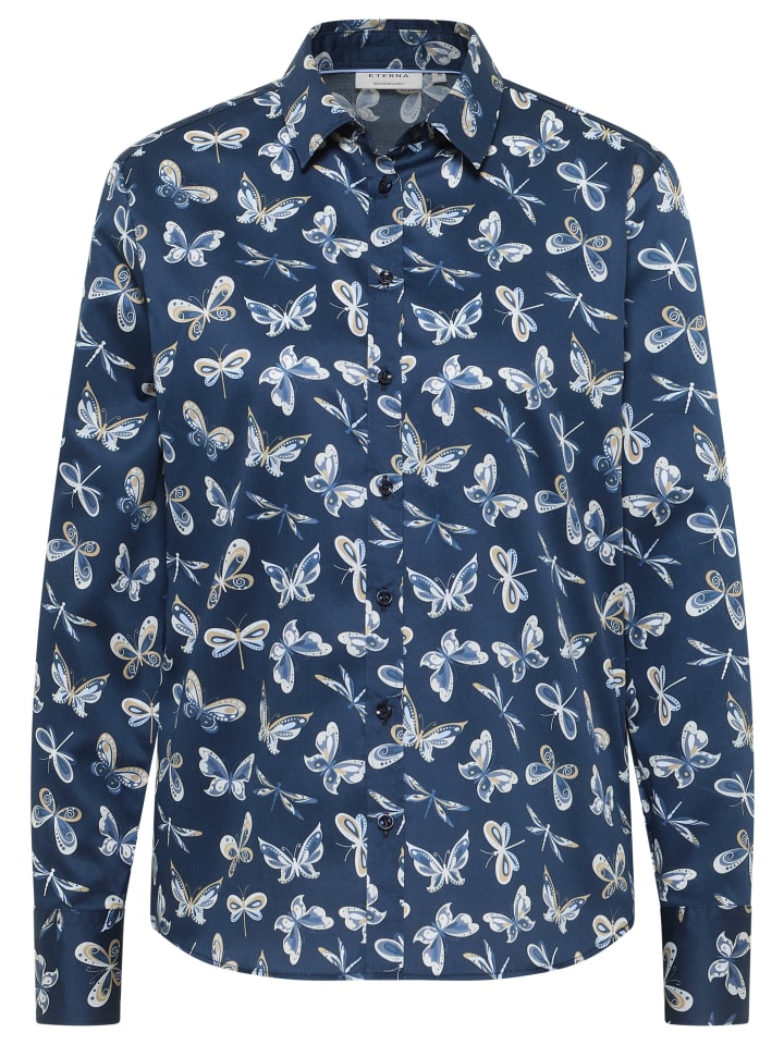 Блузка прямого кроя темно-синего цвета Eterna
Блузка прямого кроя темно-синего цвета Eterna