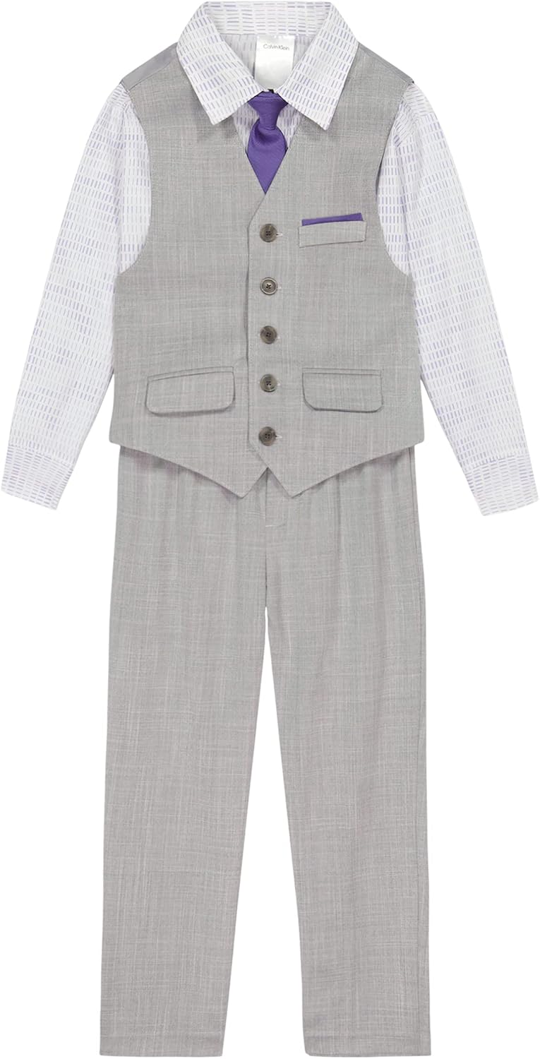 Костюм для мальчиков Calvin Klein из 4 предметов: жилет, брюки, рубашка с воротником и галстук, Dark Grey Sharkskin
Костюм для мальчиков Calvin Klein из 4 предметов: жилет, брюки, рубашка с воротником и галстук, Dark Grey Sharkskin