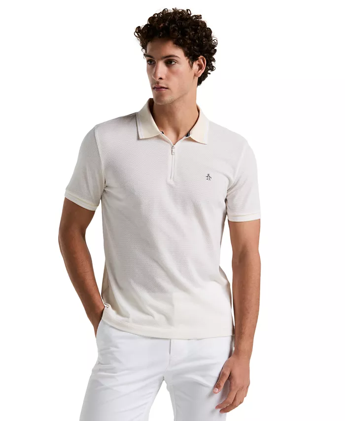 Мужская поло с четверть-молнией и жаккардовым узором Original Penguin, коричневый/бежевый
Мужская поло с четверть-молнией и жаккардовым узором Original Penguin, коричневый/бежевый