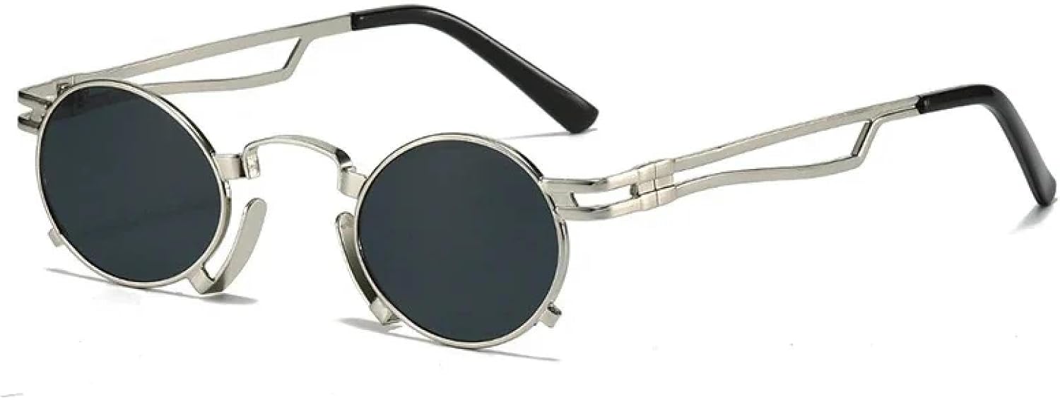 Солнцезащитные очки с защитой от УФ-излучения UV400 для женщин и мужчин | Маленькие овальные очки в нестандартной металлической оправе в стиле панк | для занятий спортом на открытом воздухе DSVIGF, Silver Gray
Солнцезащитные очки с защитой от УФ-излучения UV400 для женщин и мужчин | Маленькие овальные очки в нестандартной металлической оправе в стиле панк | для занятий спортом на открытом воздухе DSVIGF, Silver Gray
