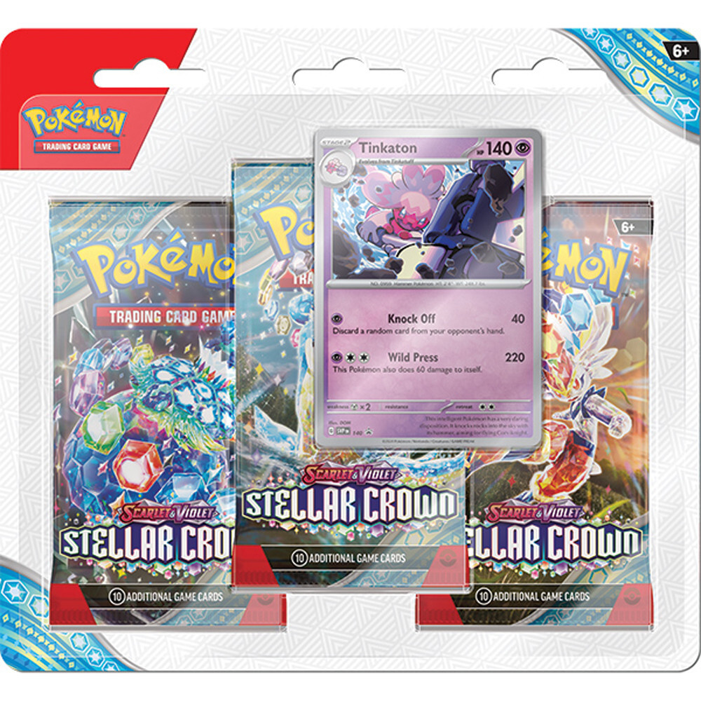 Карточная игра The Pokemon Company Int'l Pokemon TCG: Scarlet & Violet: Stellar Crown - Three-Booster Blister Pack - Tinkaton
Карточная игра The Pokemon Company Int'l Pokemon TCG: Scarlet & Violet: Stellar Crown - Three-Booster Blister Pack - Tinkaton