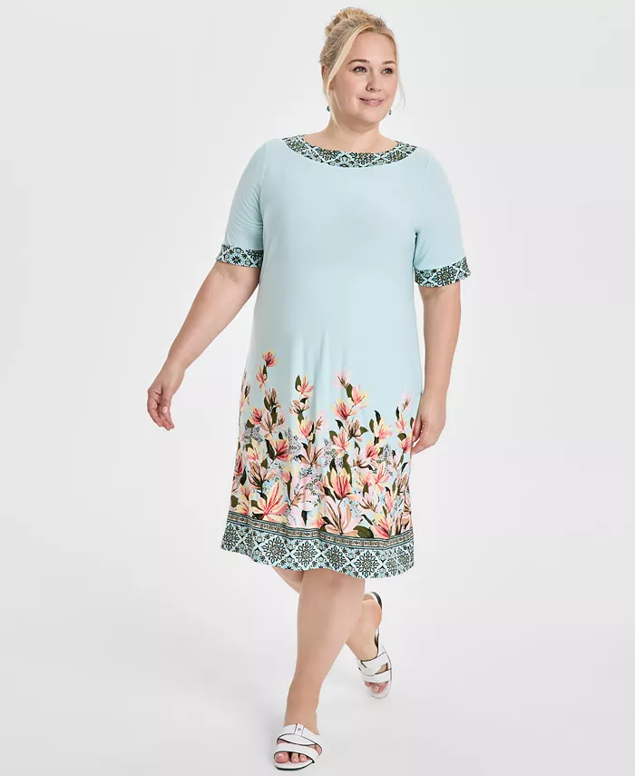 Платье-рубашка с коротким рукавом и контрастной каймой больших размеров JM Collection, синий
Платье-рубашка с коротким рукавом и контрастной каймой больших размеров JM Collection, синий