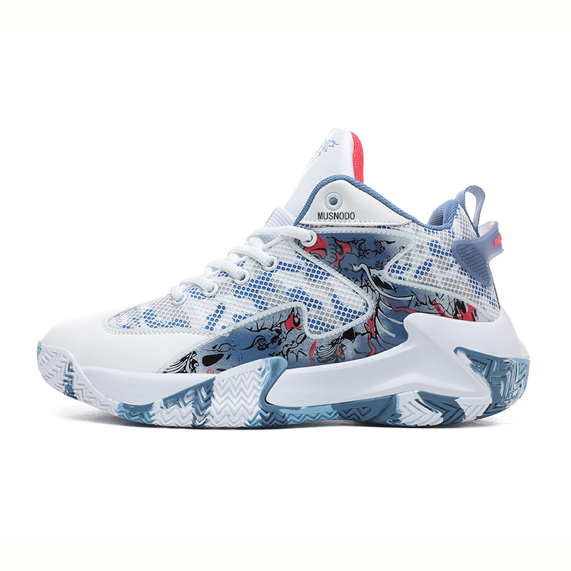 MUSNODO Амортизирующие противоскользящие износостойкие дышащие поддерживающие баскетбольные кроссовки мидтоп унисекс бело-синие, цвет White Blue 
MUSNODO Амортизирующие противоскользящие износостойкие дышащие поддерживающие баскетбольные кроссовки мидтоп унисекс бело-синие, цвет White Blue