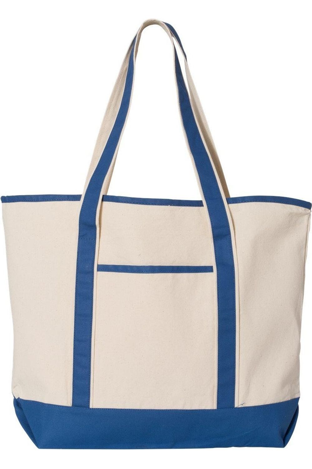 Q-Tees 34.6L Большая холщовая делюкс сумка-тоут, Natural/ Royal
Q-Tees 34.6L Большая холщовая делюкс сумка-тоут, Natural/ Royal