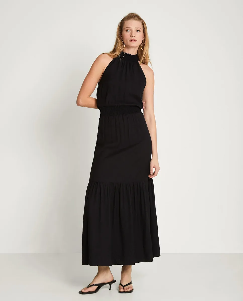 Длинное платье с вырезом-халтер и сборкой Trucco, черный
Длинное платье с вырезом-халтер и сборкой Trucco, черный