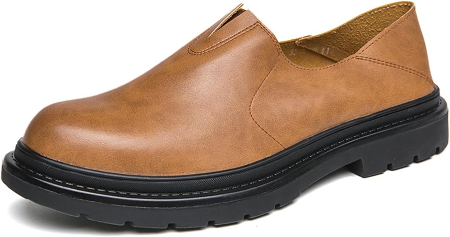 Мужские кожаные лоферы на платформе с эластичной вставкой, круглым носком и рифленой подошвой, противоскользящие туфли для ходьбы и вождения Etoryoox, коричневый
Мужские кожаные лоферы на платформе с эластичной вставкой, круглым носком и рифленой подошвой, противоскользящие туфли для ходьбы и вождения Etoryoox, коричневый