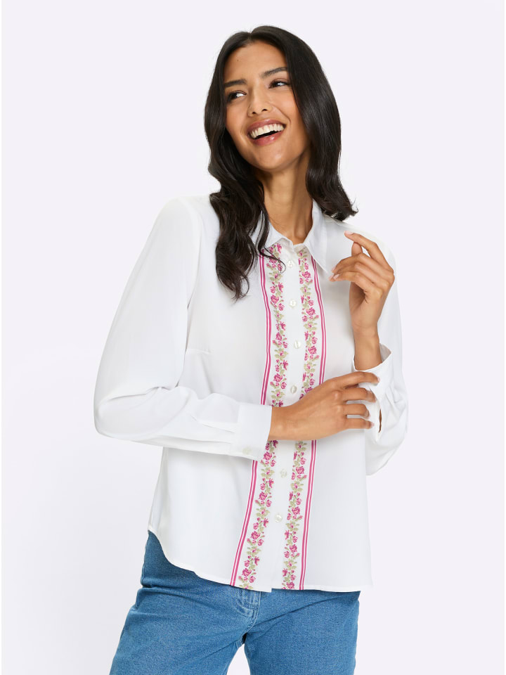 Традиционная блузка с принтом цвета экрю и розового кварца Sieh an!
Традиционная блузка с принтом цвета экрю и розового кварца Sieh an!