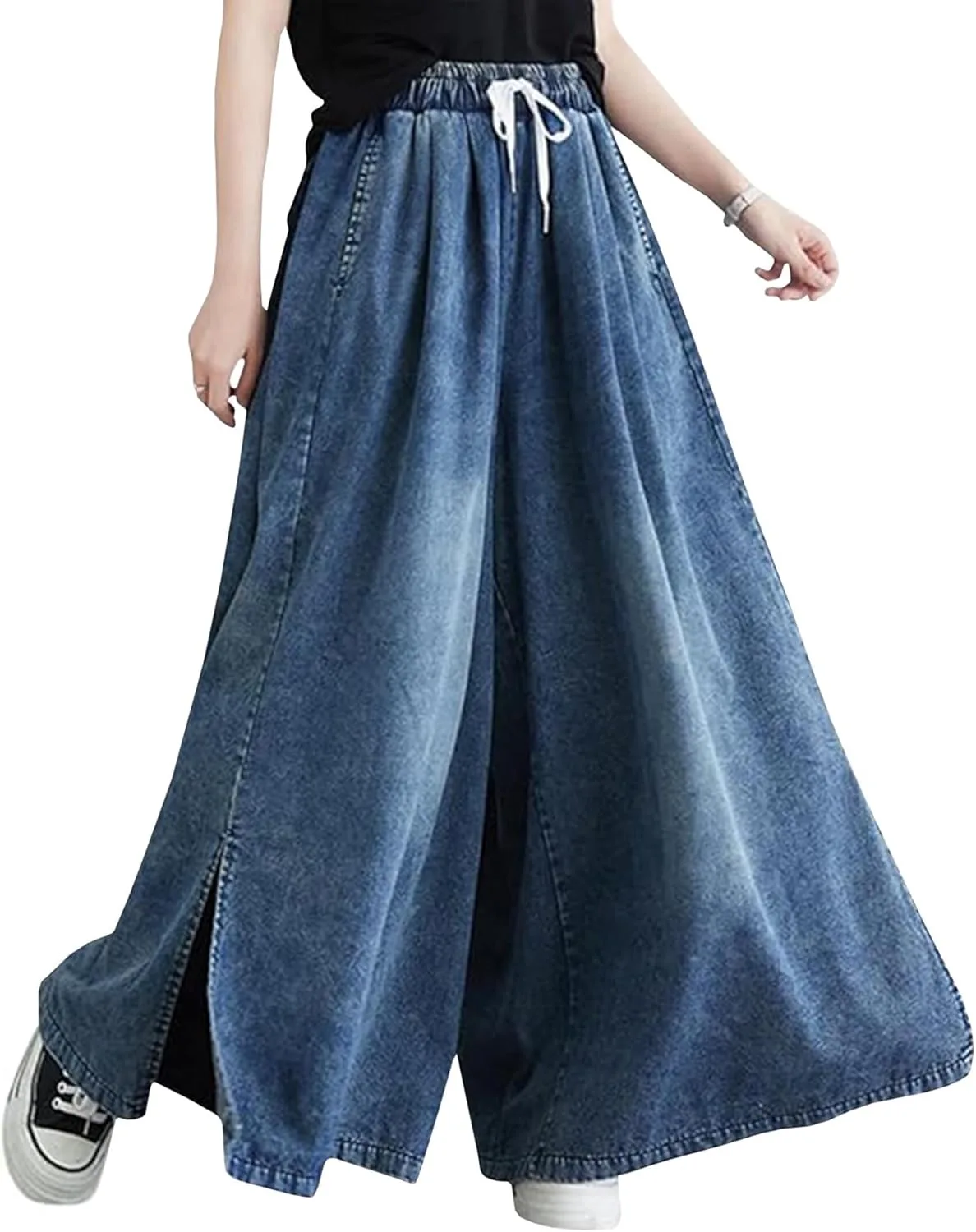 Sexyshine женские широкие кюлоты джинсы с эластичным поясом на шнурке
Sexyshine женские широкие кюлоты джинсы с эластичным поясом на шнурке