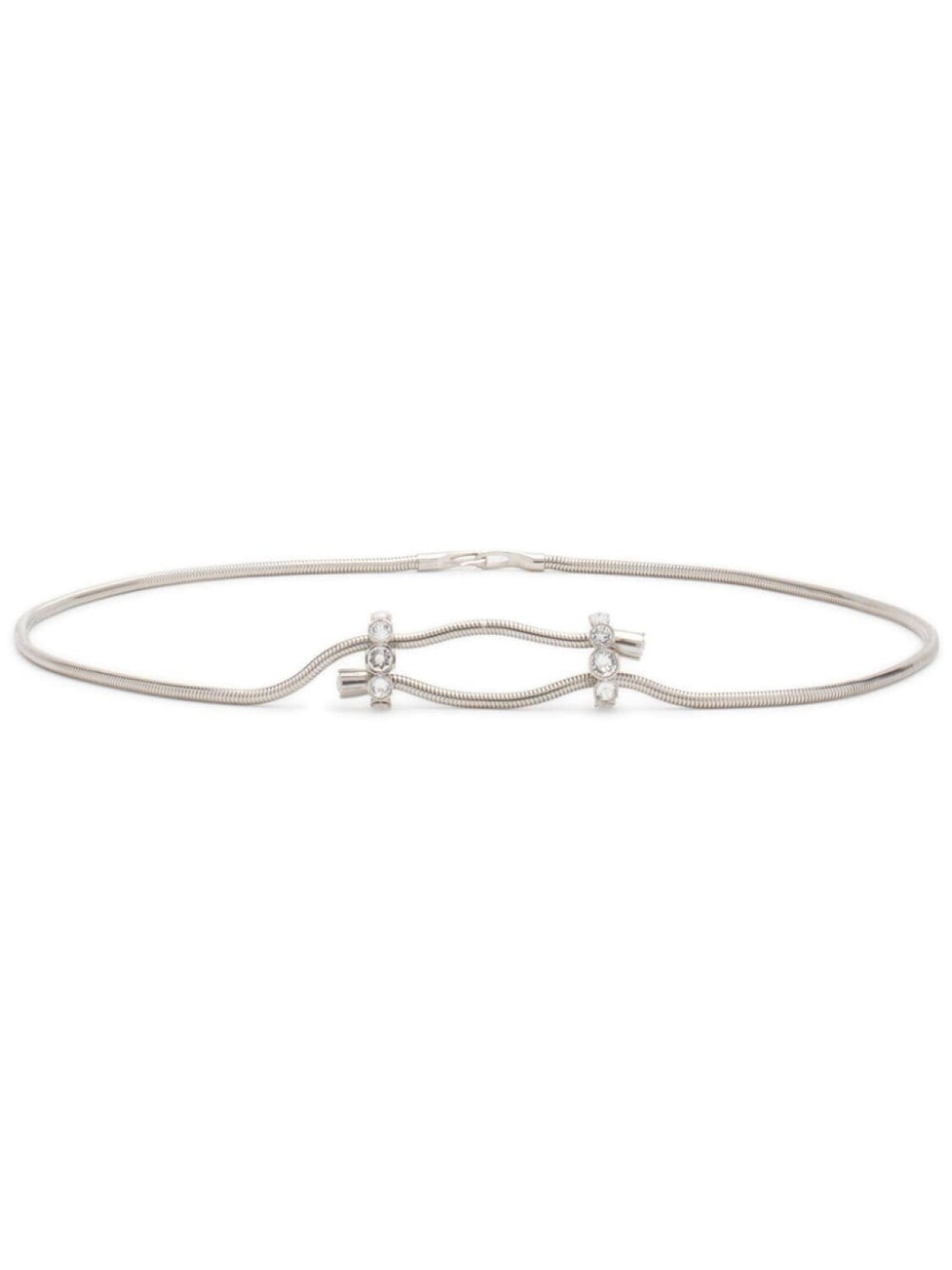 Lanvin латунный хрустальный пояс, серебристый
Lanvin латунный хрустальный пояс, серебристый