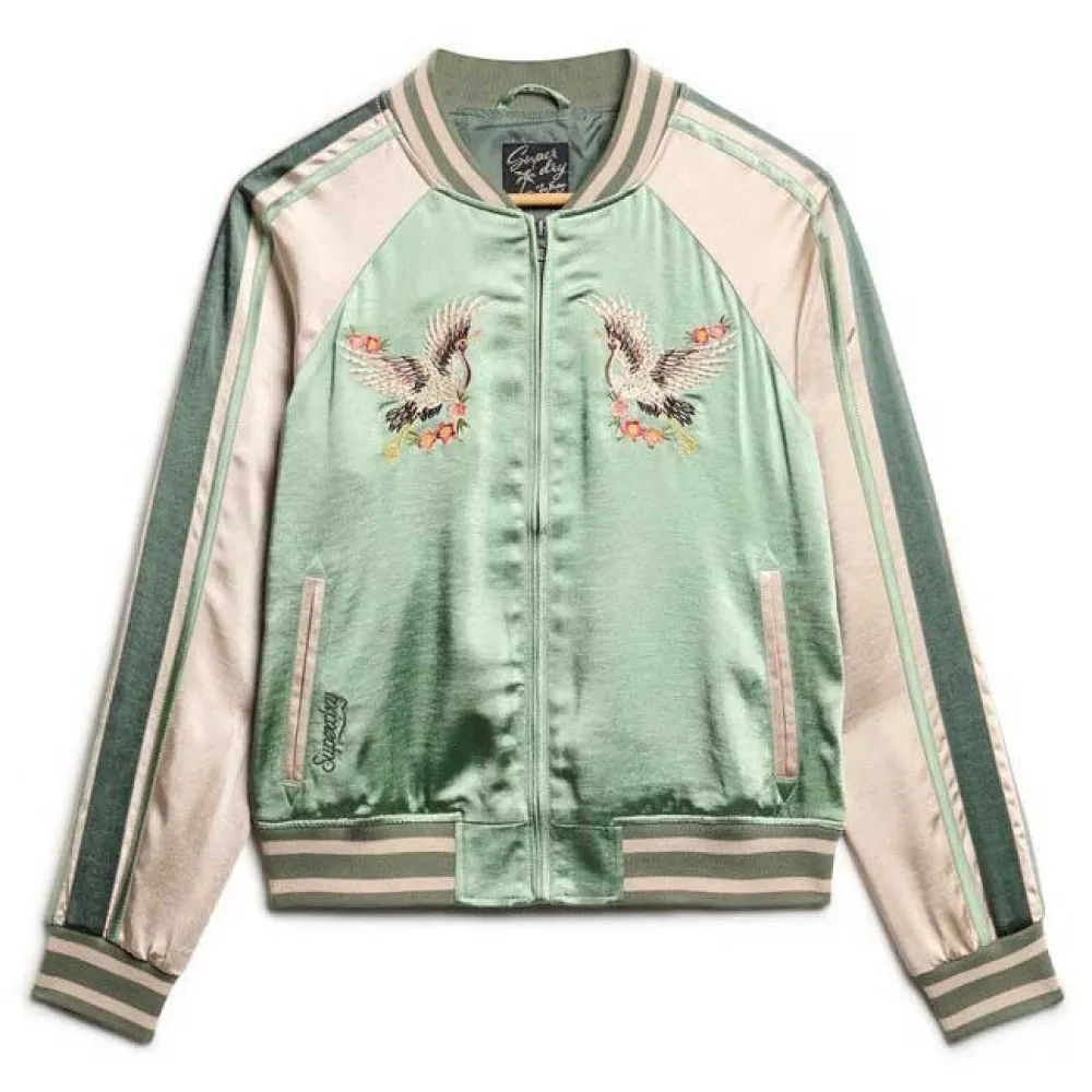 Куртка Superdry Suikajan Embroidered bomber, зеленый 
Куртка Superdry Suikajan Embroidered bomber, зеленый