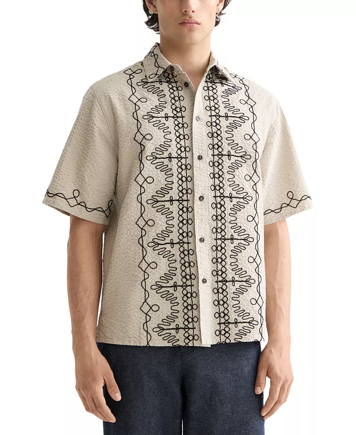 Мужская рубашка с коротким рукавом свободного кроя с вышивкой и застежкой на пуговицы Scotch & Soda, загар/бежевый
Мужская рубашка с коротким рукавом свободного кроя с вышивкой и застежкой на пуговицы Scotch & Soda, загар/бежевый