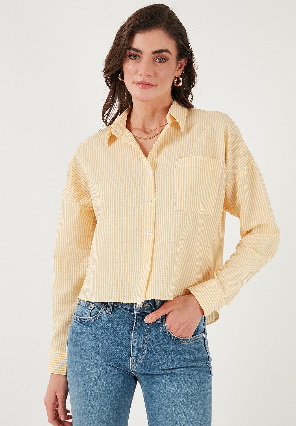 Блузка на пуговицах LELA, желтый 
Блузка на пуговицах LELA, желтый