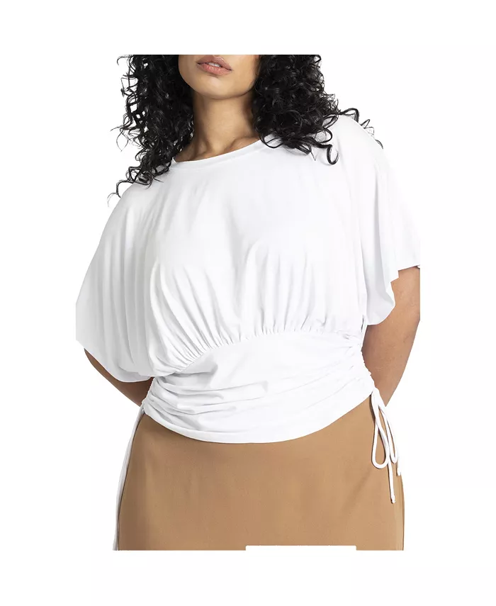 Женская футболка с рукавами-кимоно ELOQUII, белый 
Женская футболка с рукавами-кимоно ELOQUII, белый