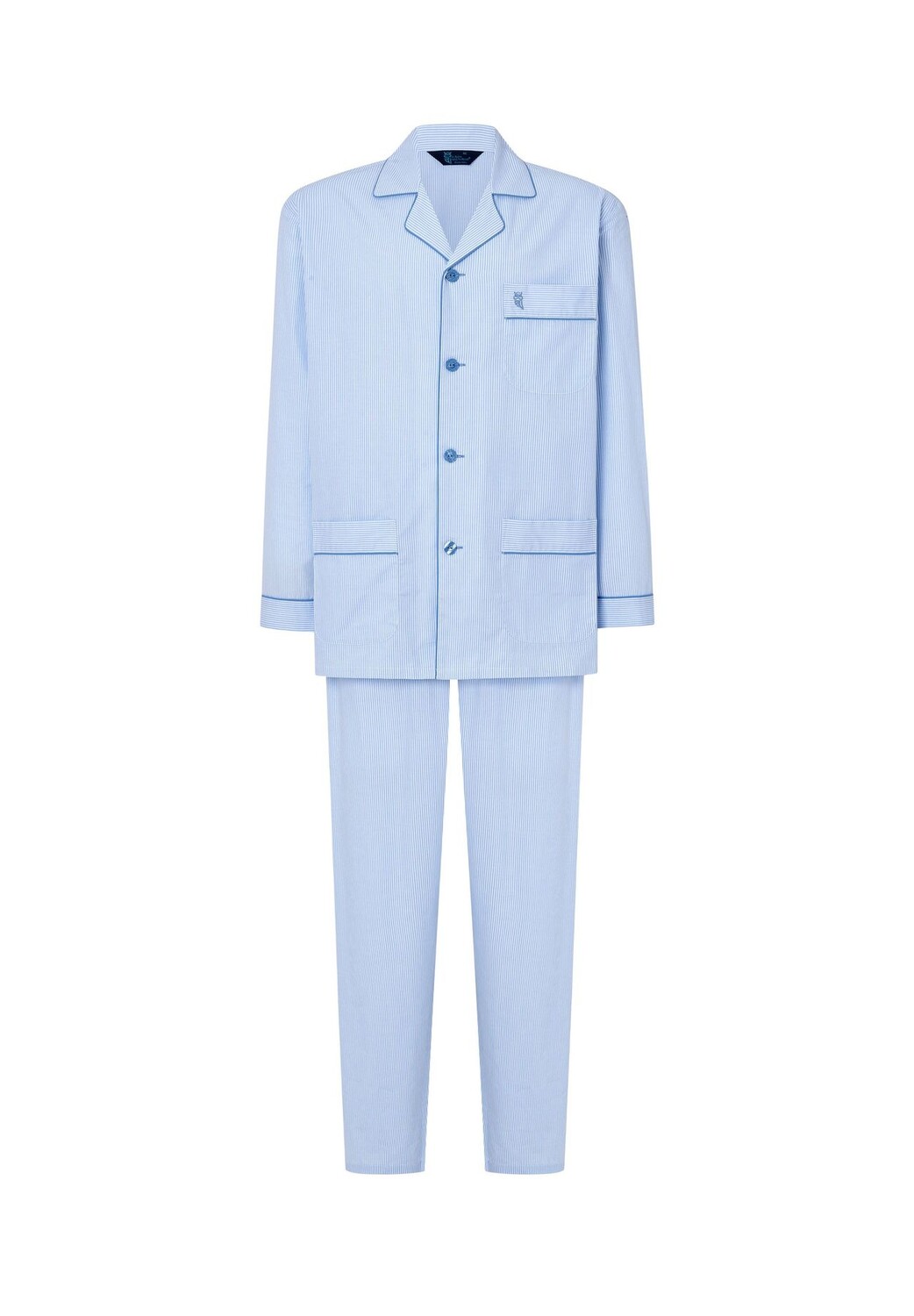 Мужская пижама из поплина с длинным воротником с лацканами в полоску синего цвета El Búho NOCTURNO, синий
Мужская пижама из поплина с длинным воротником с лацканами в полоску синего цвета El Búho NOCTURNO, синий