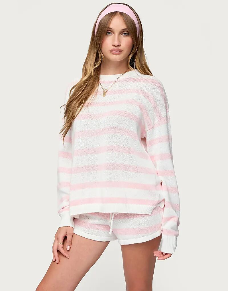 Вязаный свитер свободного кроя Edikted Amaris в полоску светло-розового цвета
Вязаный свитер свободного кроя Edikted Amaris в полоску светло-розового цвета