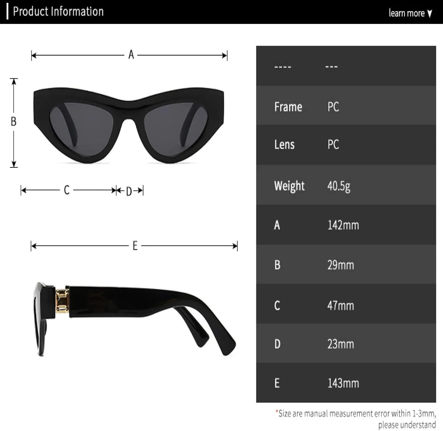 Солнцезащитные очки в стиле ретро «Кошачий глаз» ярких цветов для женщин, модные сине-фиолетовые оттенки, защита от УФ-излучения UV400 для мужчин WNCKSQ, Black Grey
Солнцезащитные очки в стиле ретро «Кошачий глаз» ярких цветов для женщин, модные сине-фиолетовые оттенки, защита от УФ-излучения UV400 для мужчин WNCKSQ, Black Grey