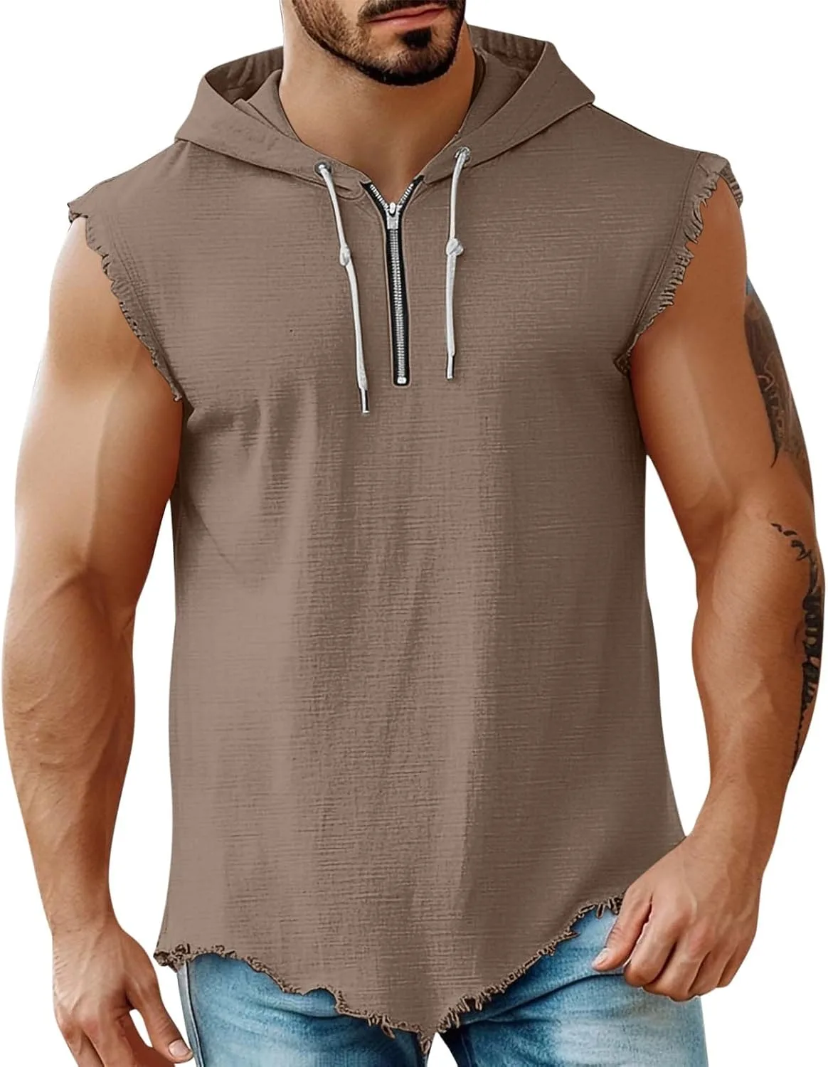 Мужская льняная толстовка с капюшоном и молнией на четверть для тренировок
Мужская льняная толстовка с капюшоном и молнией на четверть для тренировок