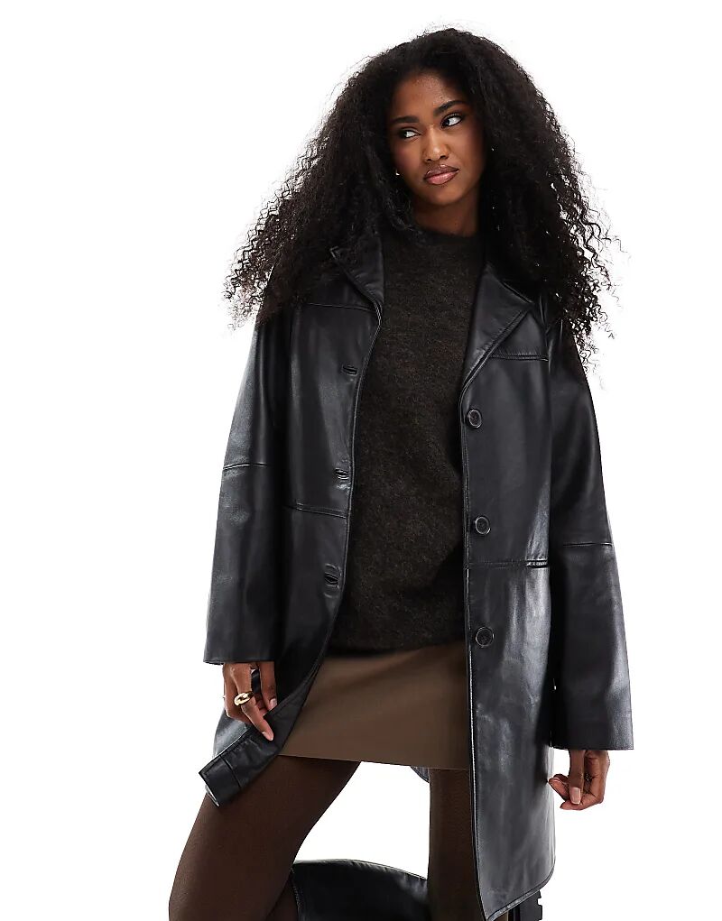 Куртка из натуральной кожи средней длины ASOS DESIGN 
Куртка из натуральной кожи средней длины ASOS DESIGN