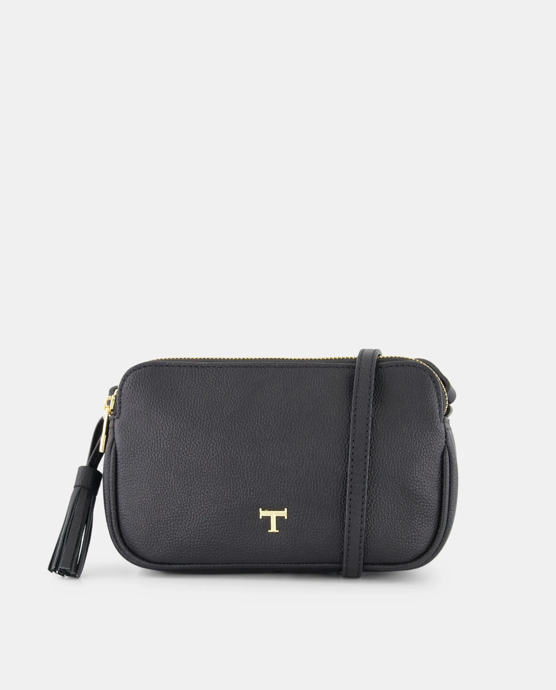 Маленькая кожаная сумка-бандо с двумя карманами Latouche, черный 
Маленькая кожаная сумка-бандо с двумя карманами Latouche, черный