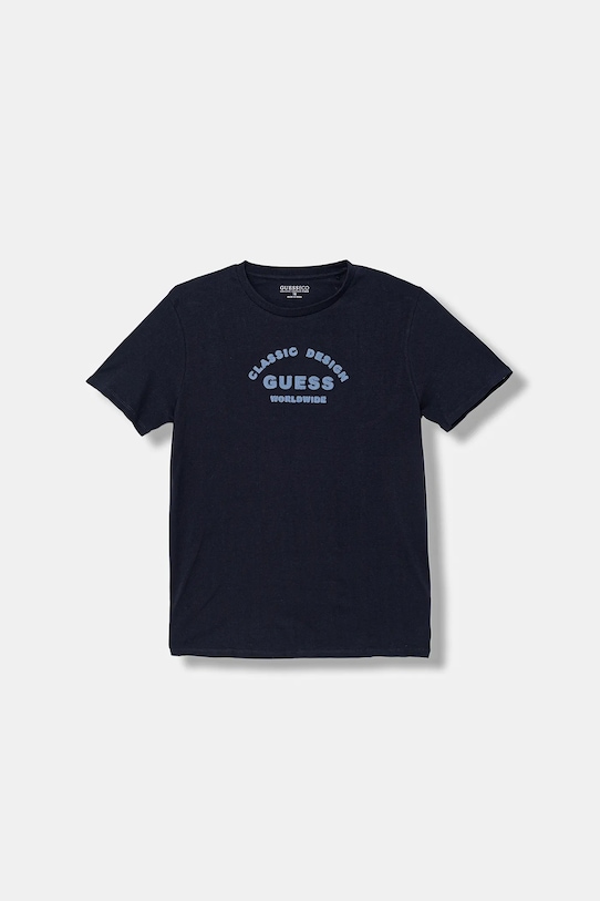 Детская хлопковая футболка Guess, темно-синий
Детская хлопковая футболка Guess, темно-синий