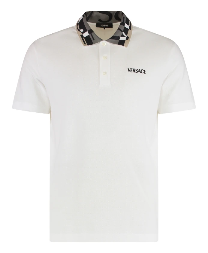 Полосатая рубашка поло с воротником Versace, белый
Полосатая рубашка поло с воротником Versace, белый