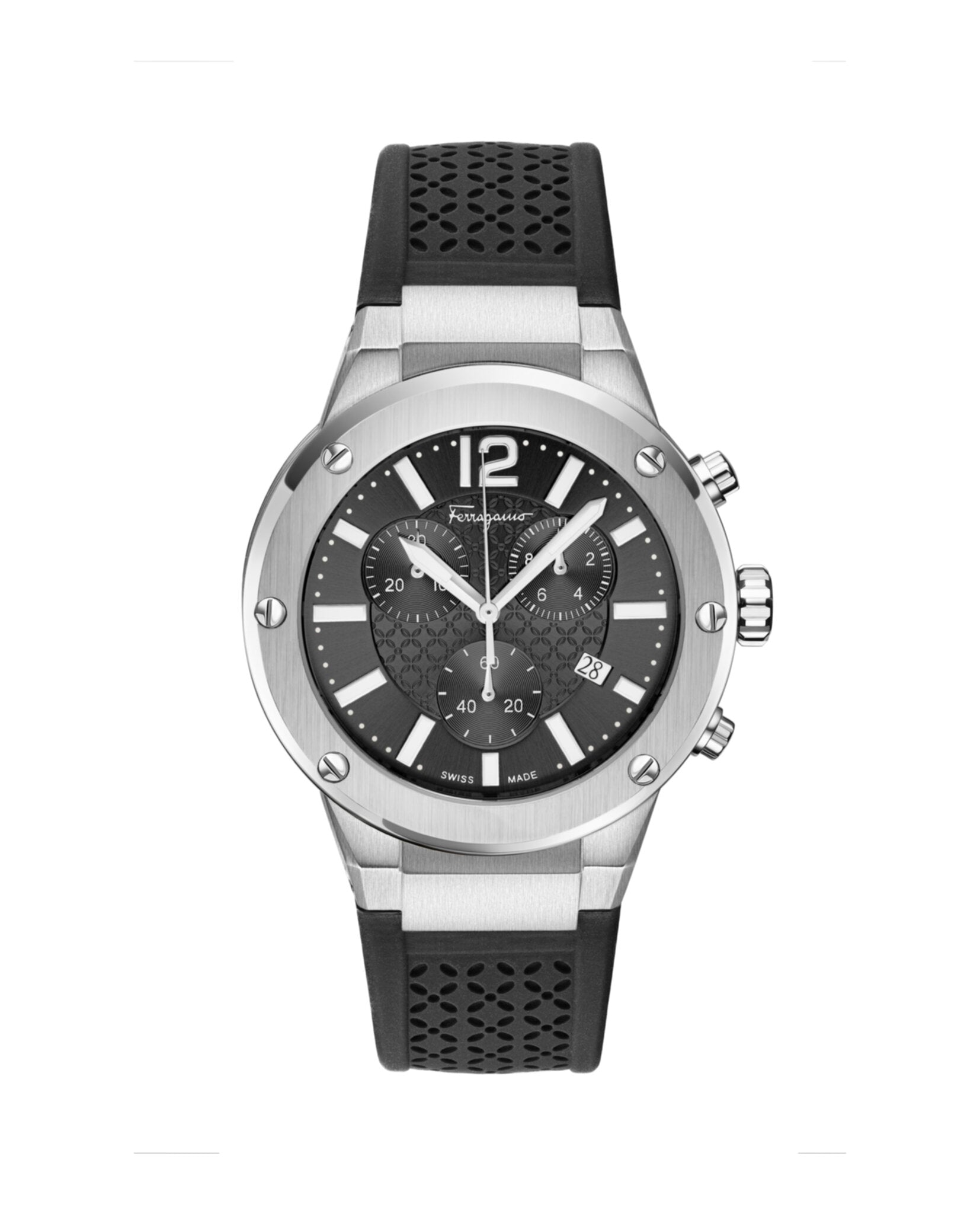 Часы F-80 Chrono из силикона Salvatore Ferragamo, цвет black/stainless steel/black
Часы F-80 Chrono из силикона Salvatore Ferragamo, цвет black/stainless steel/black