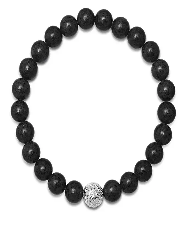 Мужской браслет из лавовых бусин и стерлингового серебра с эластичным плетением Steeltime, black
Мужской браслет из лавовых бусин и стерлингового серебра с эластичным плетением Steeltime, black