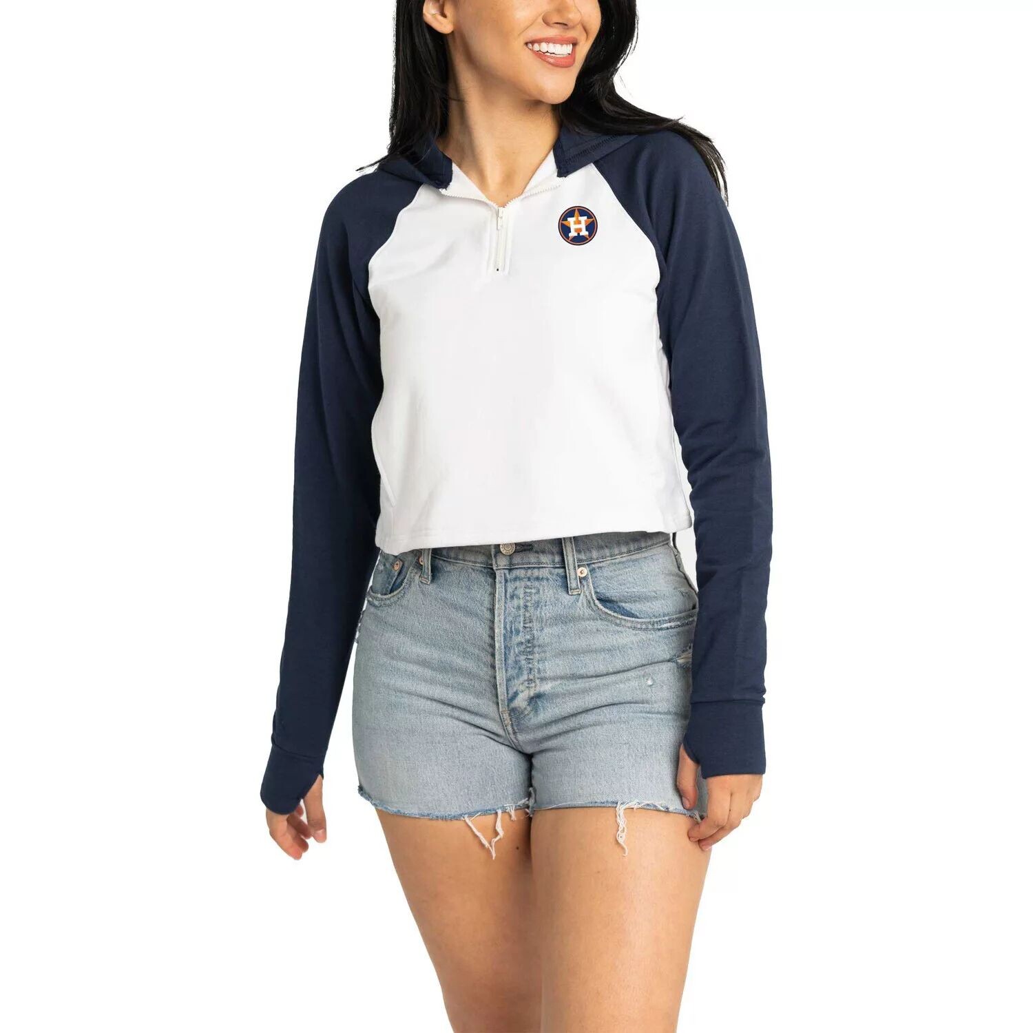 Женский укороченный пуловер с капюшоном Lusso White Houston Astros Jane Raglan с молнией в четверть и тремя смесями
Женский укороченный пуловер с капюшоном Lusso White Houston Astros Jane Raglan с молнией в четверть и тремя смесями