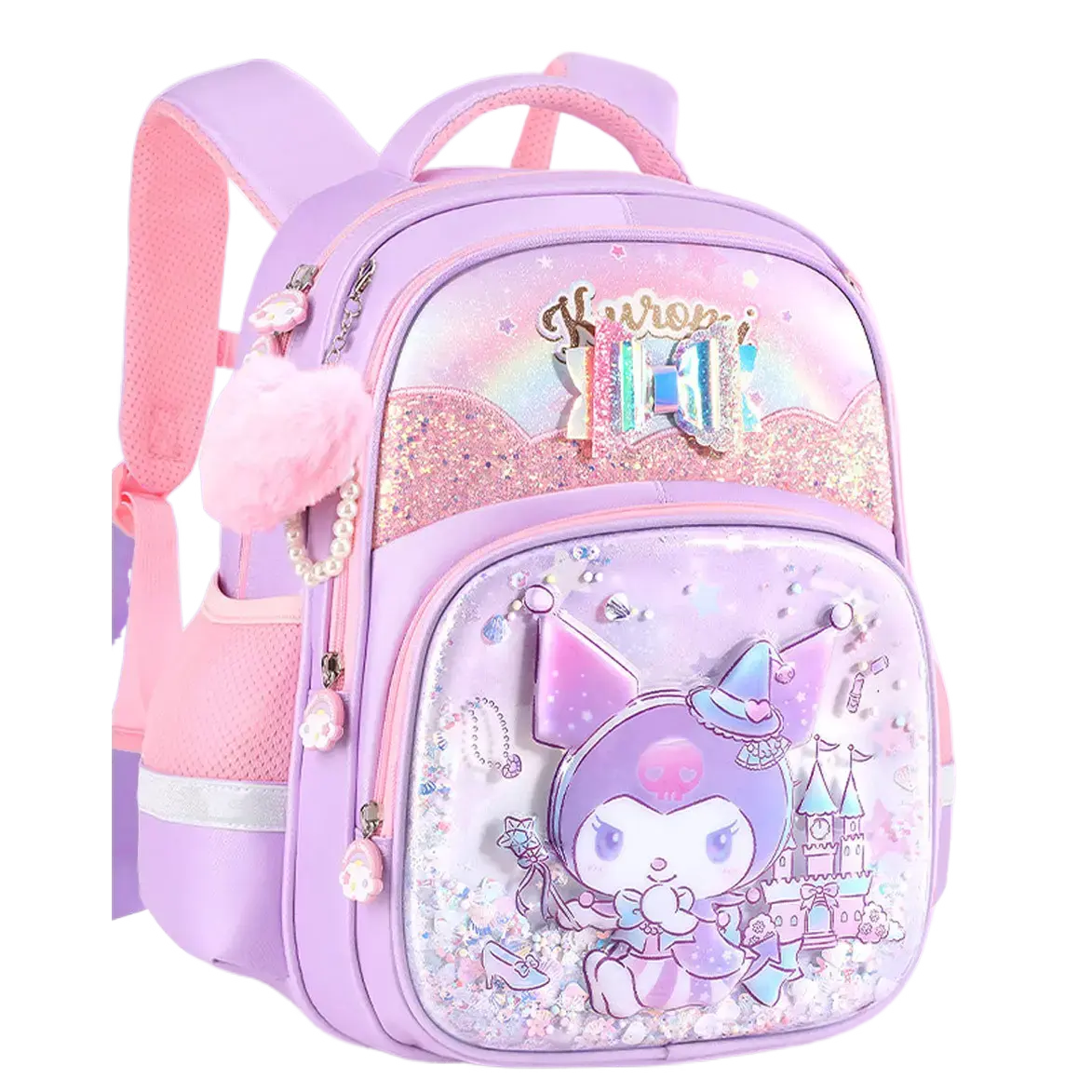 Студенческий рюкзак из полиэстера обычный детский разноцветный Sanrio, Cute Kuromi
Студенческий рюкзак из полиэстера обычный детский разноцветный Sanrio, Cute Kuromi