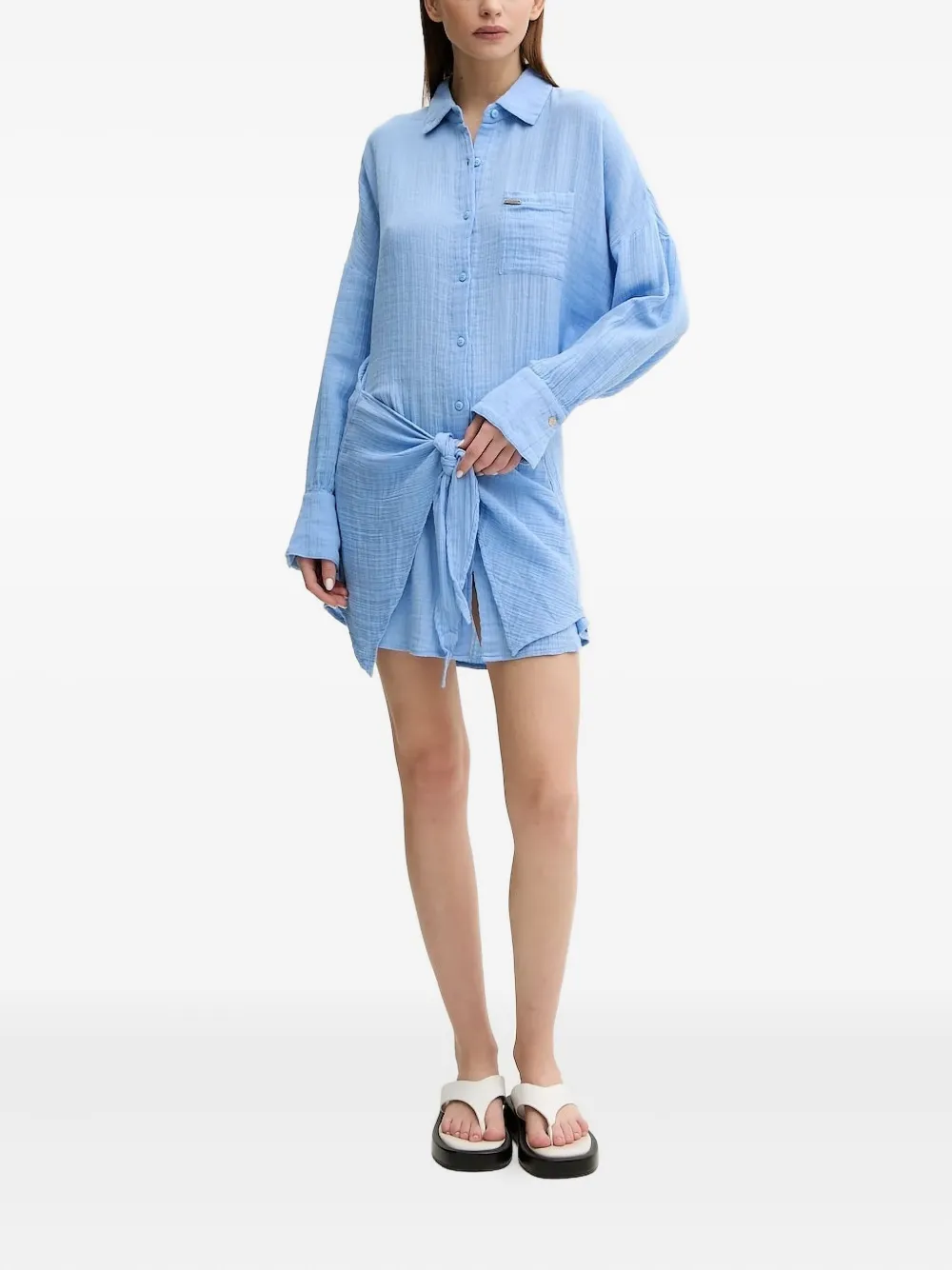 Платье-рубашка мини с завязками Melissa Odabash, синий
Платье-рубашка мини с завязками Melissa Odabash, синий