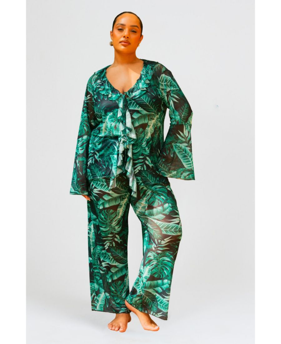 Женские широкие брюки для отдыха с принтом пальм FASHION-SZN CURVE, Green
Женские широкие брюки для отдыха с принтом пальм FASHION-SZN CURVE, Green