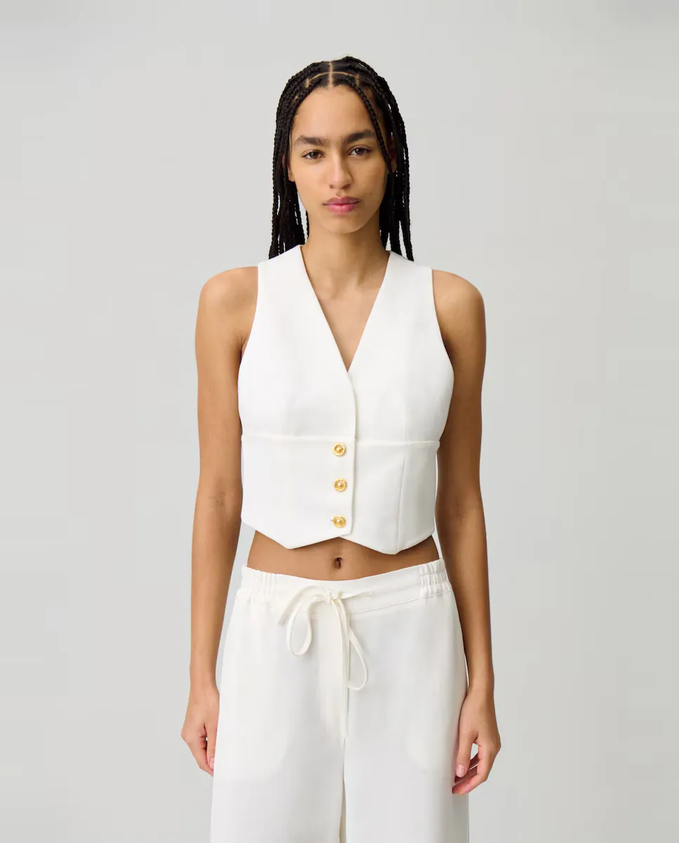 Женский жилет на пуговицах с V-образным вырезом Claudie Pierlot, белый
Женский жилет на пуговицах с V-образным вырезом Claudie Pierlot, белый