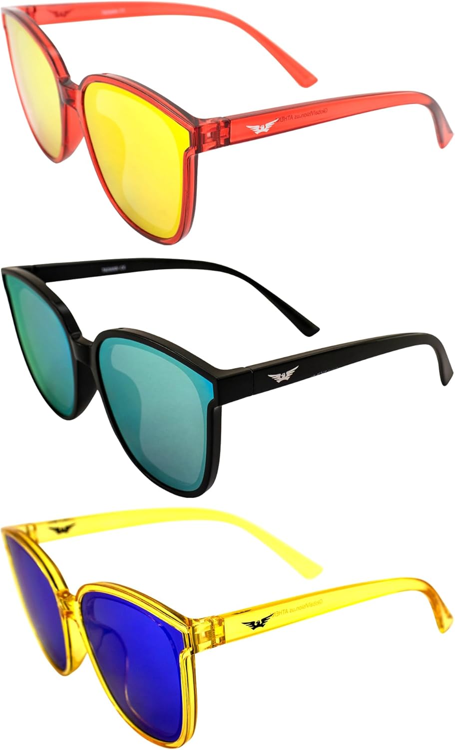 Солнцезащитные очки Global Vision Eyewear Athena Fashion для женщин, 3 пары: красные с красными зеркальными линзами, черные с желтыми зеркальными линзами и желтые с синими зеркальными линзами, Red-red/Black-yellow/Yellow-blue
Солнцезащитные очки Global Vision Eyewear Athena Fashion для женщин, 3 пары: красные с красными зеркальными линзами, черные с желтыми зеркальными линзами и желтые с синими зеркальными линзами, Red-red/Black-yellow/Yellow-blue