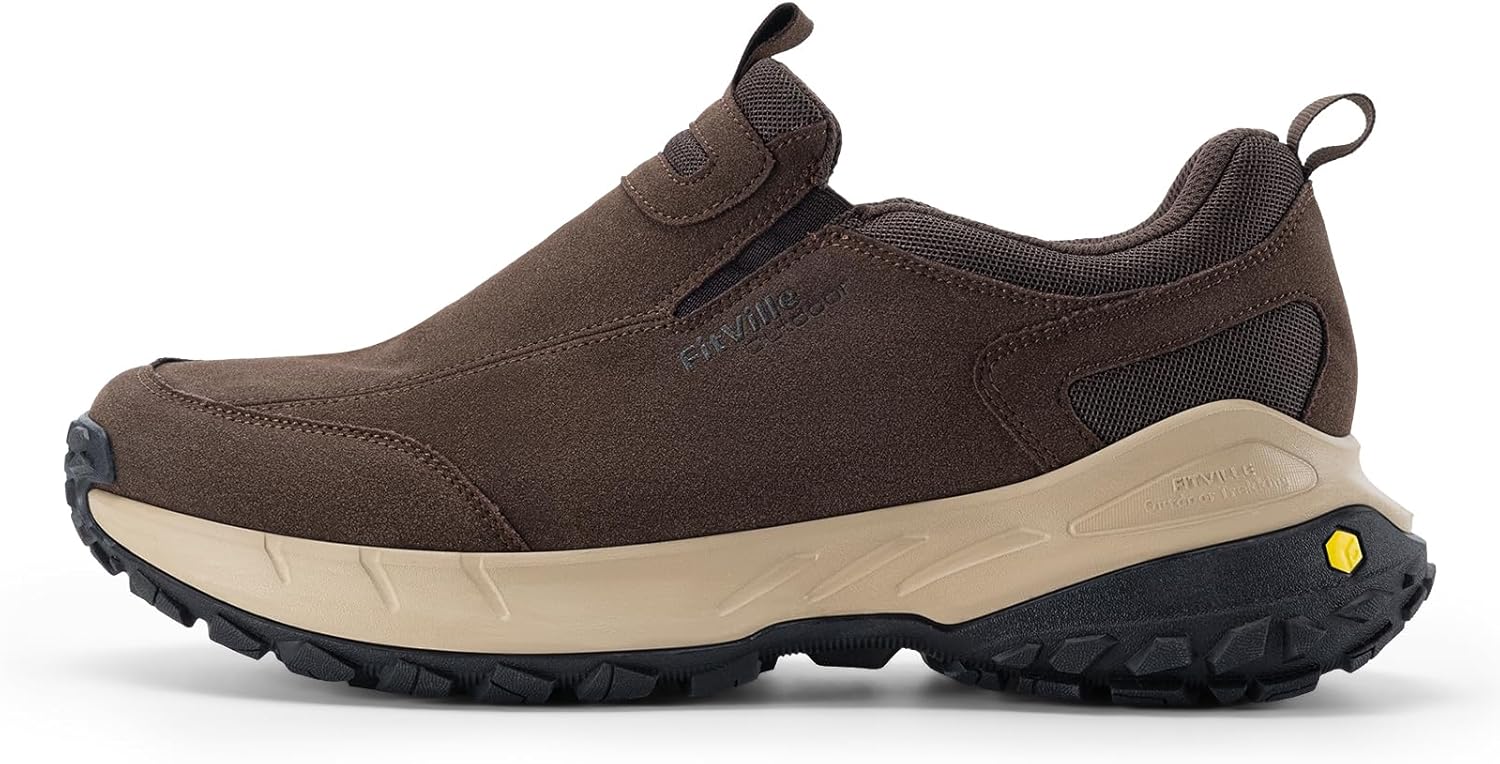 Мужские кроссовки FitVille с широким размером для походов и прогулок, лоферы для треккинга с поддержкой свода стопы, Нескользящие, Широкий носок, коричневый/угольный
Мужские кроссовки FitVille с широким размером для походов и прогулок, лоферы для треккинга с поддержкой свода стопы, Нескользящие, Широкий носок, коричневый/угольный