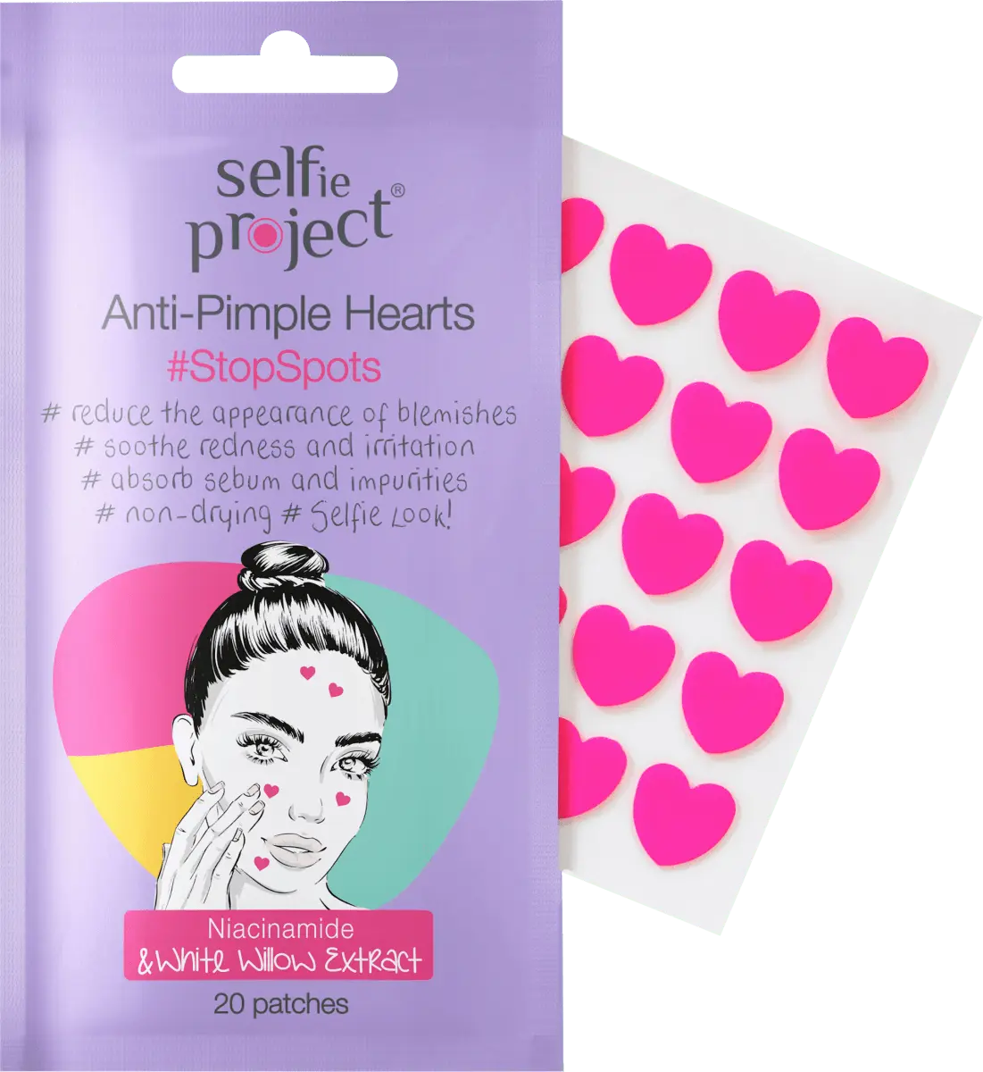 Пластыри против прыщей сердечки 20 шт. Selfie Project
Пластыри против прыщей сердечки 20 шт. Selfie Project