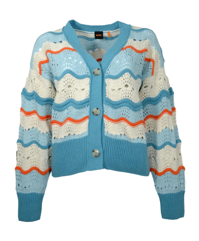 Вязаная хлопковая куртка небесно-голубого цвета Hugo, мультиколор
Вязаная хлопковая куртка небесно-голубого цвета Hugo, мультиколор