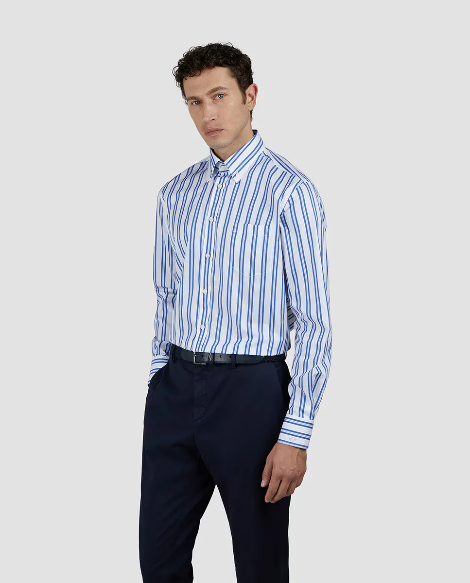 Мужская разноцветная полосатая рубашка Paul & Shark, белый 
Мужская разноцветная полосатая рубашка Paul & Shark, белый