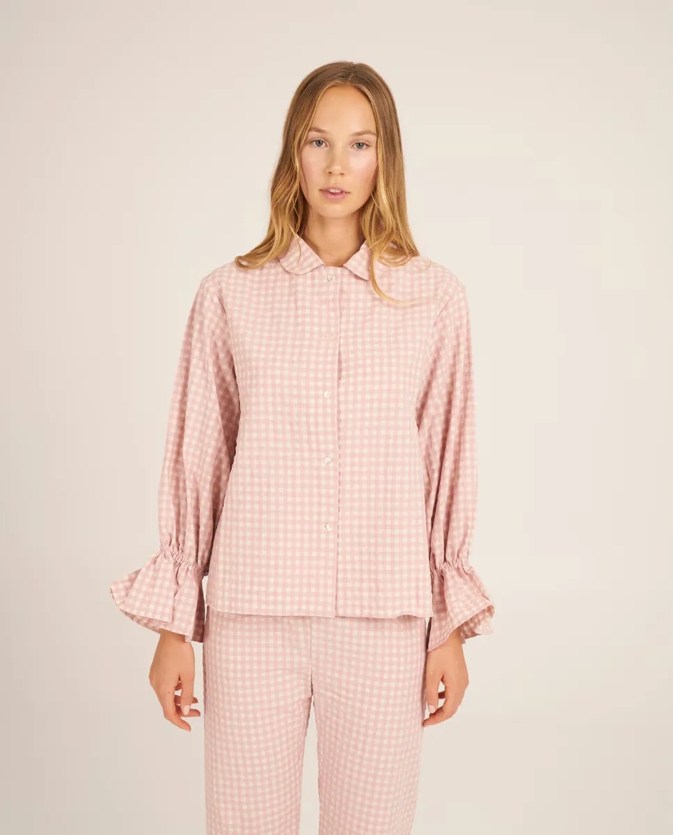 Женская пижама в клетку с рюшами на манжетах Bohodot, розовый
Женская пижама в клетку с рюшами на манжетах Bohodot, розовый