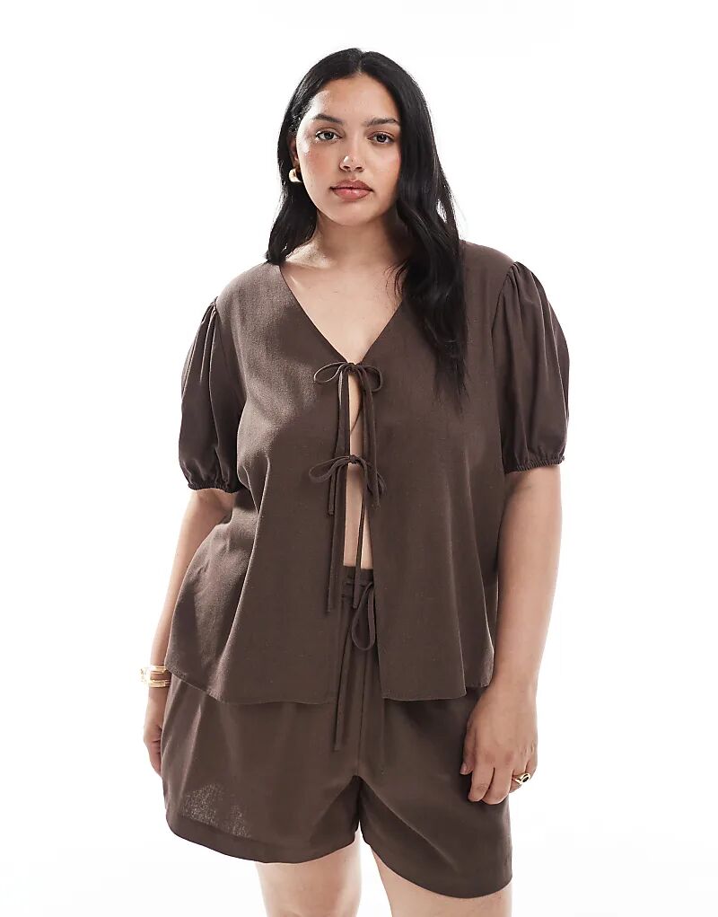 Топ Pieces Curve с короткими рукавами и завязкой, шоколадно-коричневый цвет Pieces Plus
Топ Pieces Curve с короткими рукавами и завязкой, шоколадно-коричневый цвет Pieces Plus