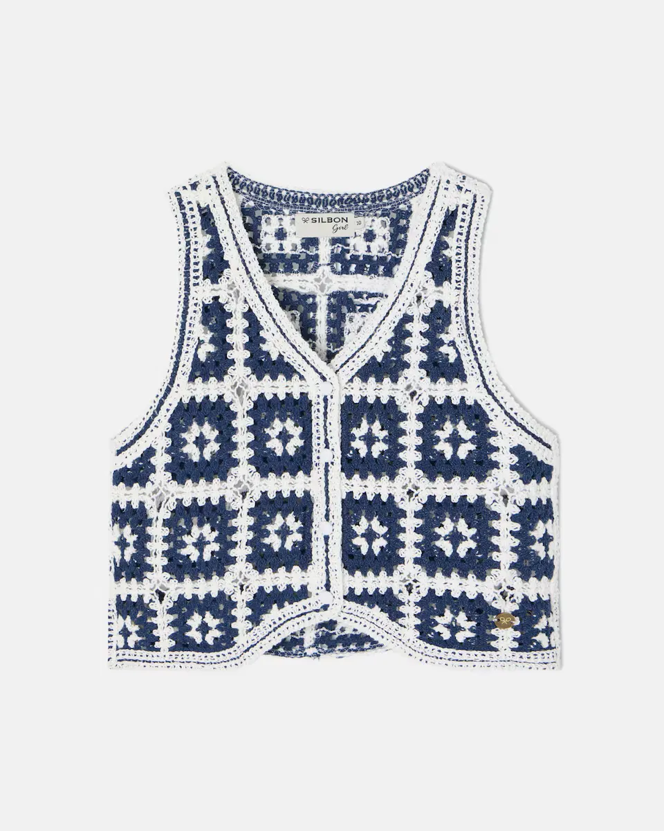 Детский жилет вязаный крючком синий и белый Silbon, темно-синий
Детский жилет вязаный крючком синий и белый Silbon, темно-синий