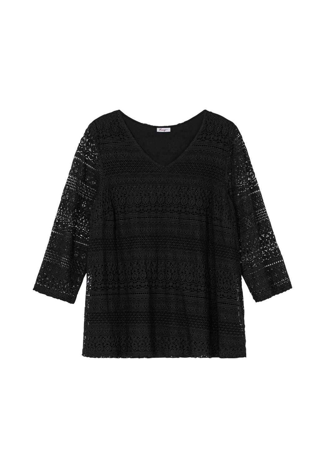 Кружевная рубашка А-силуэта с рукавами 3/4 Sheego, черный
Кружевная рубашка А-силуэта с рукавами 3/4 Sheego, черный