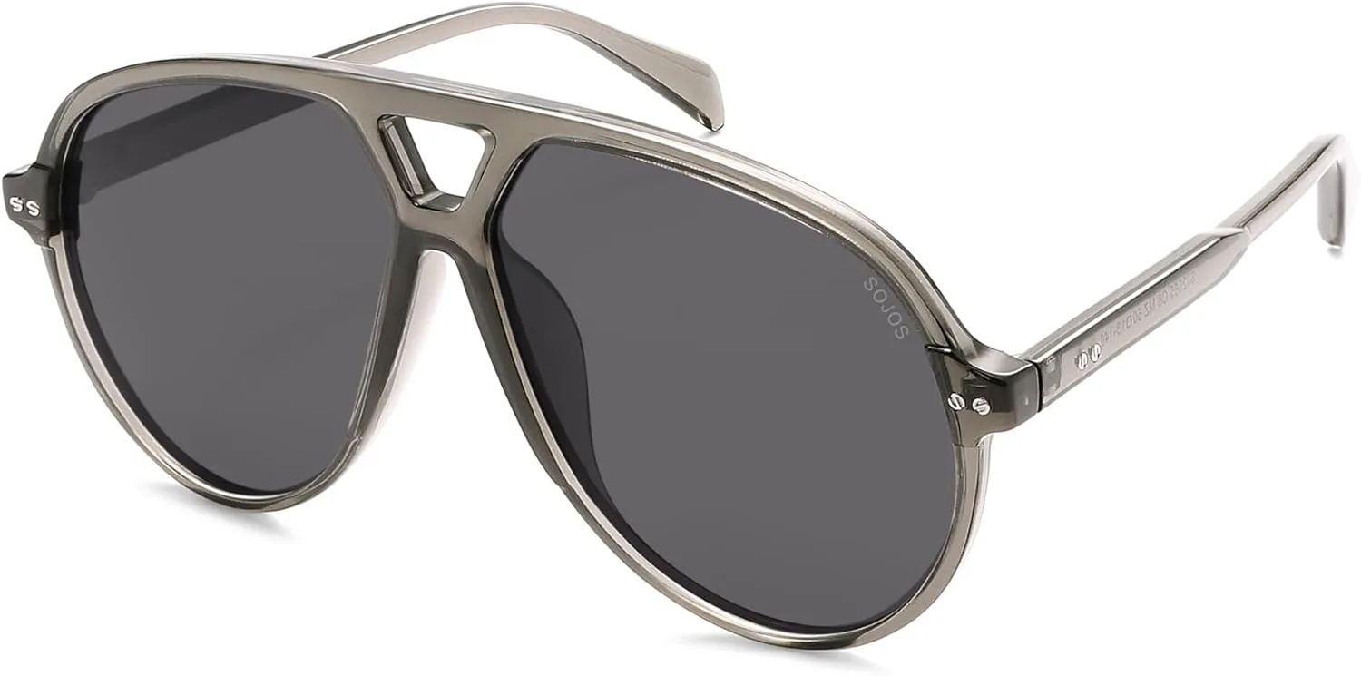 Солнцезащитные очки-авиаторы SOJOS большого размера в стиле ретро для женщин и мужчин, классические винтажные, 70-х годов, модель SJ2665, Transparent Grey/Grey Lens
Солнцезащитные очки-авиаторы SOJOS большого размера в стиле ретро для женщин и мужчин, классические винтажные, 70-х годов, модель SJ2665, Transparent Grey/Grey Lens