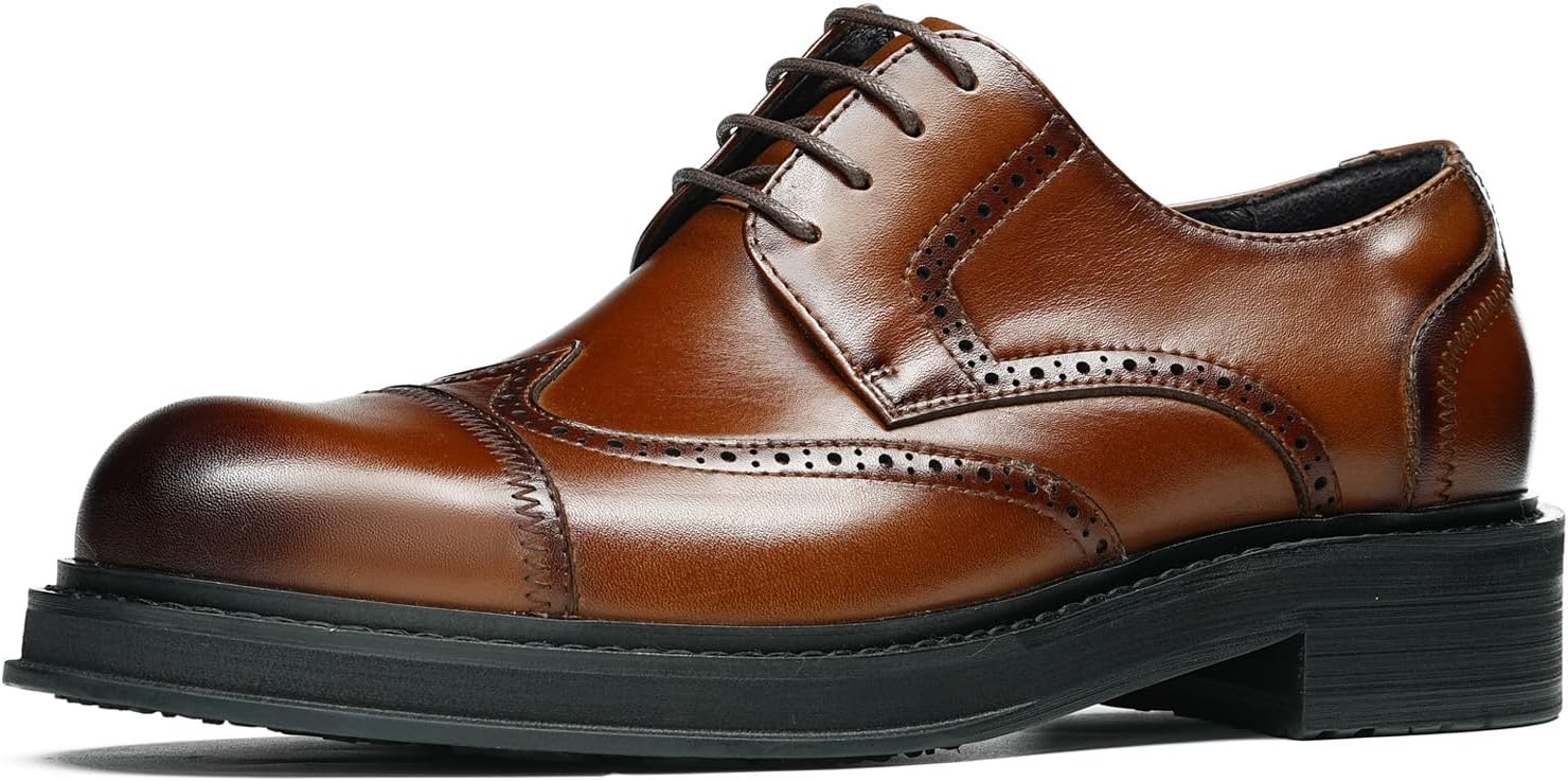 Мужские деловые туфли Стильные дерби для мужчин Вингтип Броги с закрытым носком, 4-шнуровые, гладкая кожа, формальные и повседневные 96175 Windhana, коричневый
Мужские деловые туфли Стильные дерби для мужчин Вингтип Броги с закрытым носком, 4-шнуровые, гладкая кожа, формальные и повседневные 96175 Windhana, коричневый