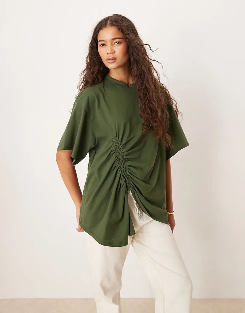 Футболка свободного кроя ASOS DESIGN с драпированным подолом и сборками цвета хаки
Футболка свободного кроя ASOS DESIGN с драпированным подолом и сборками цвета хаки