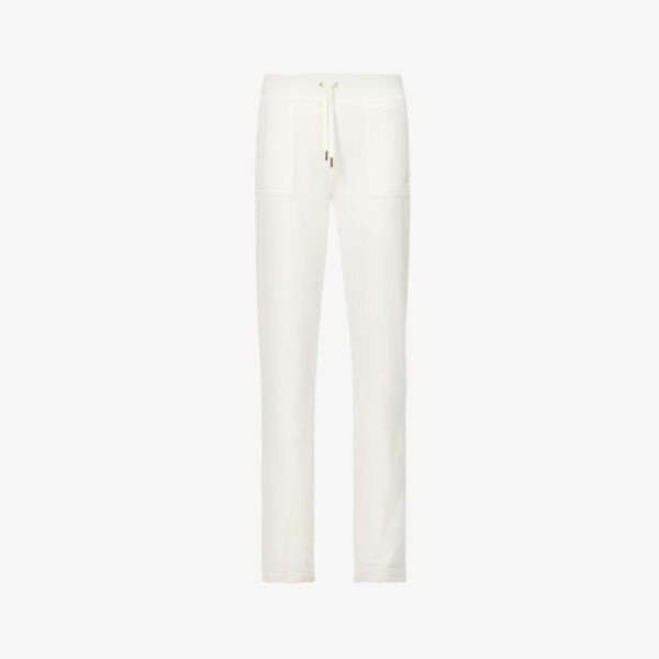 Велюровые брюки прямого кроя с высокой посадкой и вышитым логотипом Juicy Couture, цвет sugar swizzle 
Велюровые брюки прямого кроя с высокой посадкой и вышитым логотипом Juicy Couture, цвет sugar swizzle